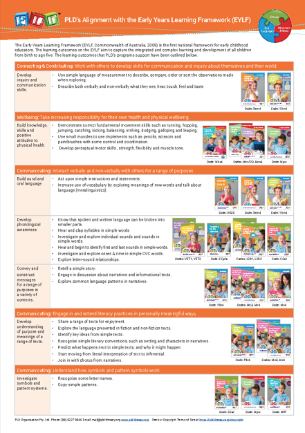 PLD’s Alignment with the Early Years Learning Framework