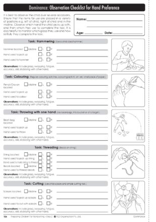 Observation Checklist for Hand Preference