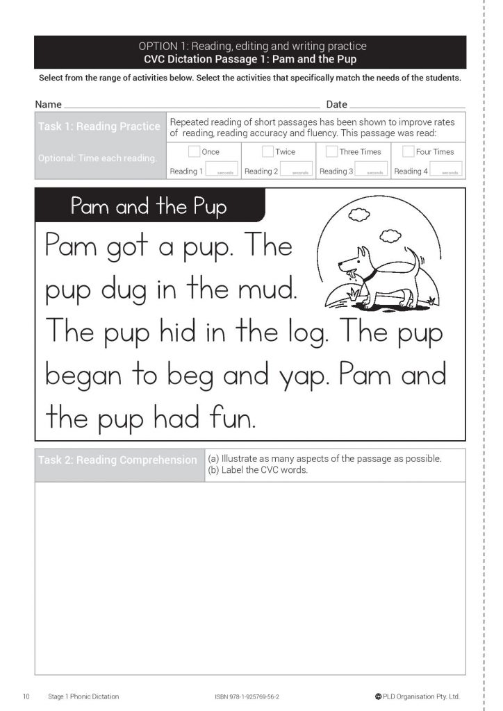 Use PLD Phonic Dictation Passages at Home as Decodable Reading Material